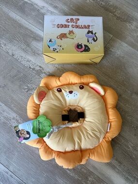 Lion Plush Cat Cone Collar - Orange